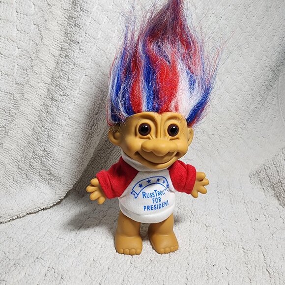 Vintage Russ Troll For President Doll Red White & Blue Hair 5” Item #18704 - Picture 1 of 3
